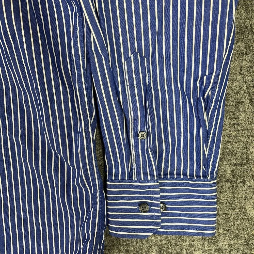 BANANA REPUBLIC SHIRT MENS XL BLUE‎ STRIPED BUSINESS FORMAL LONG-SLEEVE TOP